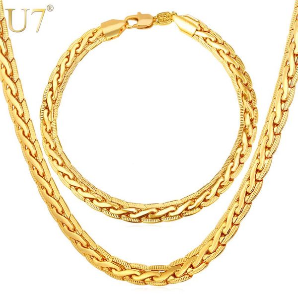 u7 gold color snake chain jewelry trendy chain necklace bracelet african jewelry set men s437, Silver
u7 gold color snake chain jewelry trendy chain necklace bracelet african jewelry set men s437, Silver
