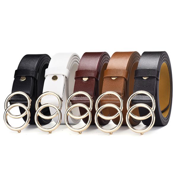 105cm women wild strap belts casual solid double ring circle buckle girl belt jeans dress pu leather waistband, Black;brown 
105cm women wild strap belts casual solid double ring circle buckle girl belt jeans dress pu leather waistband, Black;brown