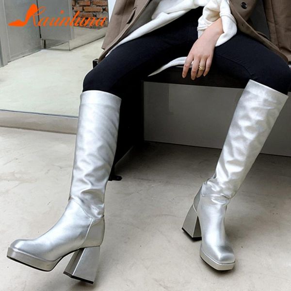 boots karin 2021 design big size 43 genuine leather high heels fashion woman shoes slip on platform spring, Black 
boots karin 2021 design big size 43 genuine leather high heels fashion woman shoes slip on platform spring, Black