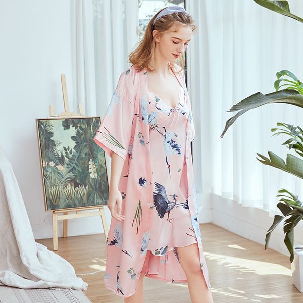 new stain kimono bathrobe gown bride bridesmaid robe 2pcs nightwear sleepwear silky nightdress female print nightgown, Black;red
new stain kimono bathrobe gown bride bridesmaid robe 2pcs nightwear sleepwear silky nightdress female print nightgown, Black;red