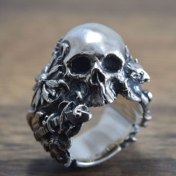 men women stainless steel ring gothic music guitar flower skull ring gargoyle biker rings punk fashion jewelry, Golden;silver 
men women stainless steel ring gothic music guitar flower skull ring gargoyle biker rings punk fashion jewelry, Golden;silver