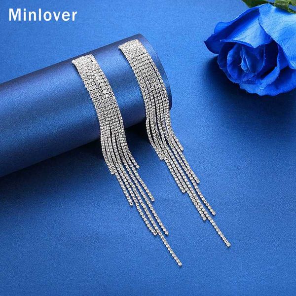 minlover summer long tassel earrings for women clear crystal bridal hanging drop earrings wedding jewelry gift meh1003, Silver
minlover summer long tassel earrings for women clear crystal bridal hanging drop earrings wedding jewelry gift meh1003, Silver