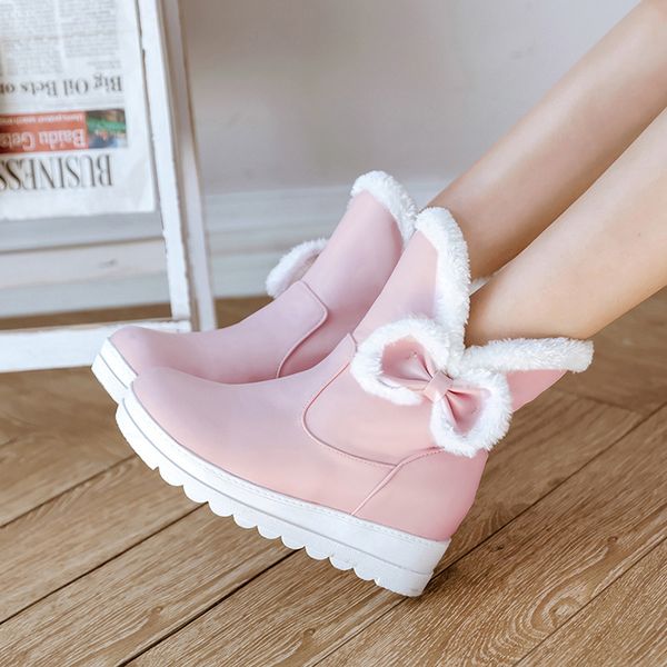 japanese sweet style winter warm ankle boots fashion bowknot platform medium with increasing snow boots women's shoes big size, Black
japanese sweet style winter warm ankle boots fashion bowknot platform medium with increasing snow boots women's shoes big size, Black