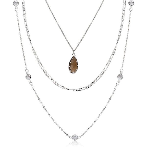 4 layers waterdrop crystal stone pendant chain necklace multi-layer charm collar choker for women jewelry gift, Silver
4 layers waterdrop crystal stone pendant chain necklace multi-layer charm collar choker for women jewelry gift, Silver