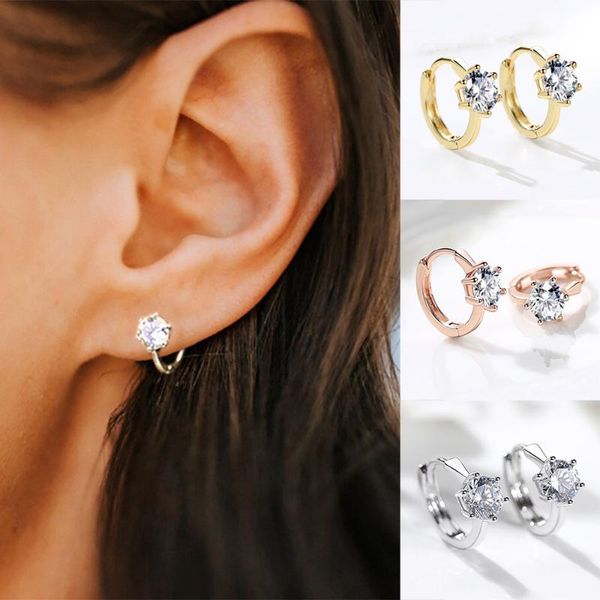 stud earrings for women classic six claw clear + shiny zircon rose gold color fashion jewelry for girls gift accessories d30, Golden;silver
stud earrings for women classic six claw clear + shiny zircon rose gold color fashion jewelry for girls gift accessories d30, Golden;silver