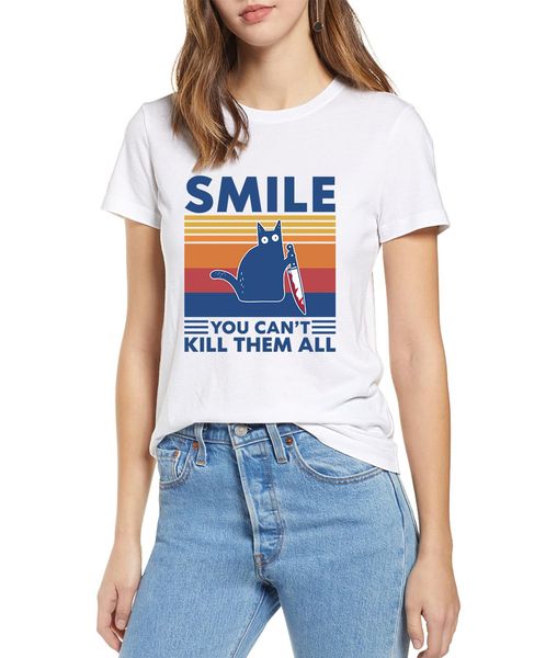 murderous cat with knife funny halloween smile you can't kill them all funny women 100% cotton t-shirt fashion tee
murderous cat with knife funny halloween smile you can't kill them all funny women 100% cotton t-shirt fashion tee