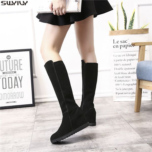 swyivy flock winter women knee high boots women's winter shoes woman 2020 nubuck wedge shoes zip platform boots solid booties, Black
swyivy flock winter women knee high boots women's winter shoes woman 2020 nubuck wedge shoes zip platform boots solid booties, Black
