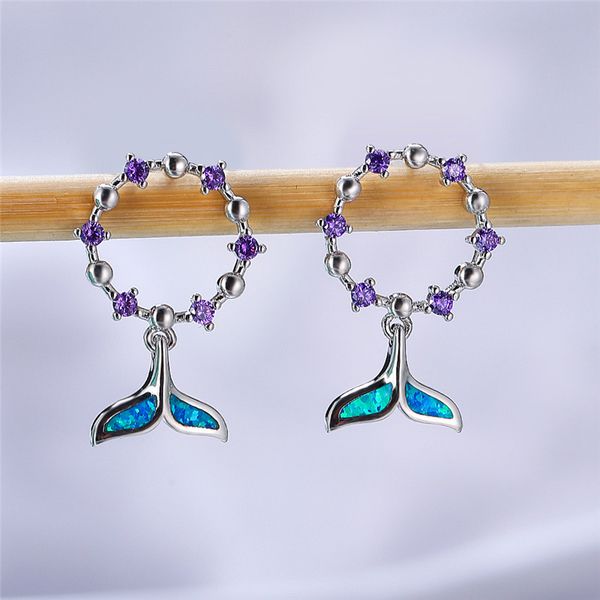 stud dainty female blue opal fishtail earrings luxury round purple crystal earring charm silver color wedding for women, Golden;silver
stud dainty female blue opal fishtail earrings luxury round purple crystal earring charm silver color wedding for women, Golden;silver
