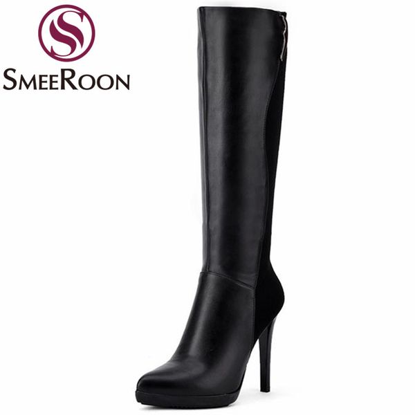 boots smeeroon knee high for women pointed toe keep warm comfortable winter heels pu+flock women's shoes, Black
boots smeeroon knee high for women pointed toe keep warm comfortable winter heels pu+flock women's shoes, Black