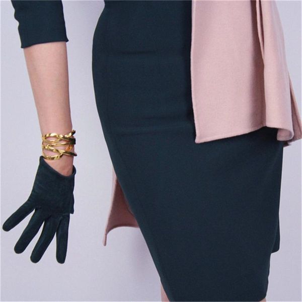 five fingers gloves fashion suede 16cm short simulation leather sanding skin matte dark green women jpsl16, Blue;gray
five fingers gloves fashion suede 16cm short simulation leather sanding skin matte dark green women jpsl16, Blue;gray