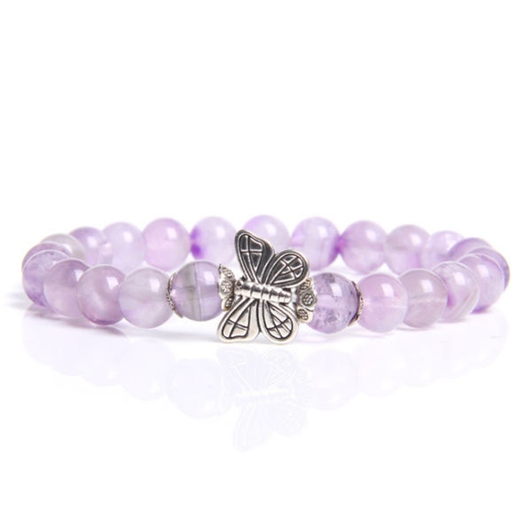 fyjs unique silver plated butterfly connect amethysts stone round beads elastic bracelet modern accessories, Golden;silver
fyjs unique silver plated butterfly connect amethysts stone round beads elastic bracelet modern accessories, Golden;silver