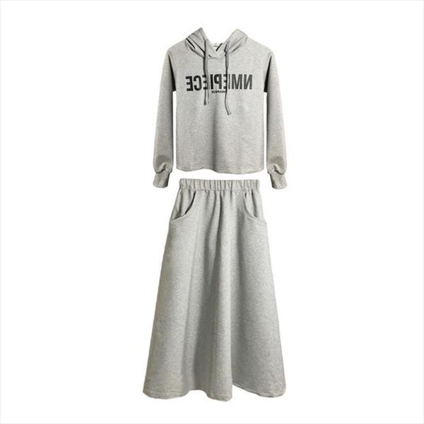 2pcs set spring autumn lady women sets long sleeve hoodie sweatshirt printing letters solid color long skirt female, Gray
2pcs set spring autumn lady women sets long sleeve hoodie sweatshirt printing letters solid color long skirt female, Gray