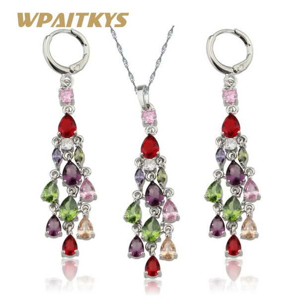wpaitkys multicolor кристалл серебро цвет комплекты ювелирных изделий для женщин длинные серьги ожерелье free gift box, Silver 
wpaitkys multicolor кристалл серебро цвет комплекты ювелирных изделий для женщин длинные серьги ожерелье free gift box, Silver
