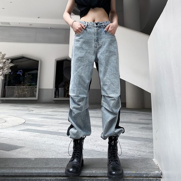women's jeans patchwork wide leg cargo pants for women high waist pocket casual loose trousers female 2021 fall fashion clothing k943, Blue
women's jeans patchwork wide leg cargo pants for women high waist pocket casual loose trousers female 2021 fall fashion clothing k943, Blue