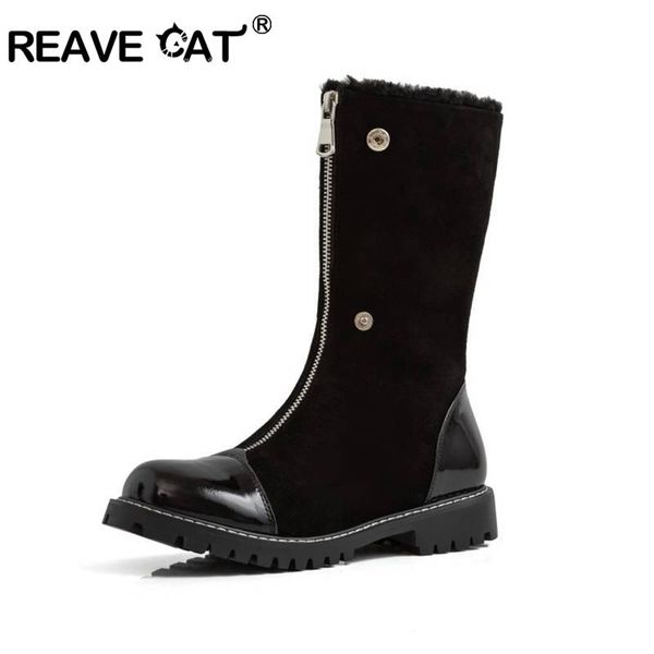 reave cat snow women winter's mid-calf boots cow suede plush round toe bukle metel flat with zipper keep warm size 34-41 casual, Black
reave cat snow women winter's mid-calf boots cow suede plush round toe bukle metel flat with zipper keep warm size 34-41 casual, Black