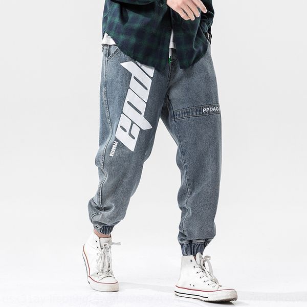 men's nine nine 2020 new autumn men's denim cropped pants letter printed trendy brand ankle-tied harem pants for men alagx, Blue
men's nine nine 2020 new autumn men's denim cropped pants letter printed trendy brand ankle-tied harem pants for men alagx, Blue