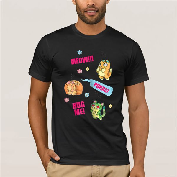 100% cotton brand men shirt lost kitties t shirt girls meow purrs hug me fashion summer short sleeve tshirt