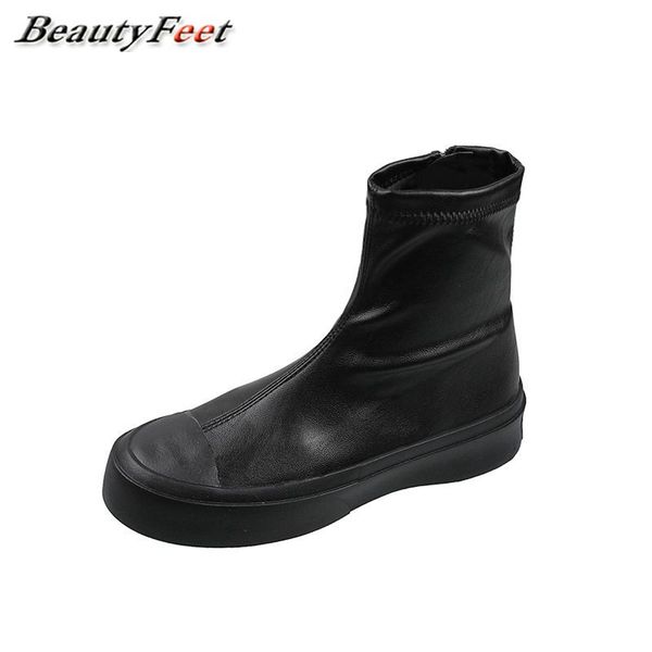 solid black soft leather ankle boots for women shoes woman platform boots women zip flat thick heels new autumn winter
solid black soft leather ankle boots for women shoes woman platform boots women zip flat thick heels new autumn winter
