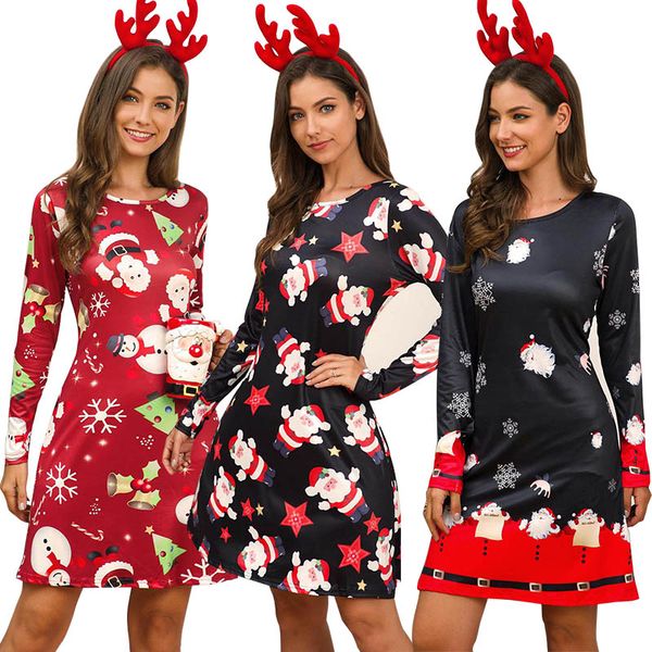women long sleeve dress christmas print dresses ladies round collar casual dress festival a-line dress female party dresses 10 colors 0509, Black;gray
women long sleeve dress christmas print dresses ladies round collar casual dress festival a-line dress female party dresses 10 colors 0509, Black;gray