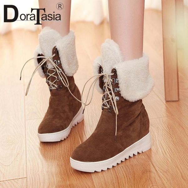 doratasia brand classic girl round toe platform winter snowboots boots women lace up wedges fashion casual shoes woman, Black 
doratasia brand classic girl round toe platform winter snowboots boots women lace up wedges fashion casual shoes woman, Black
