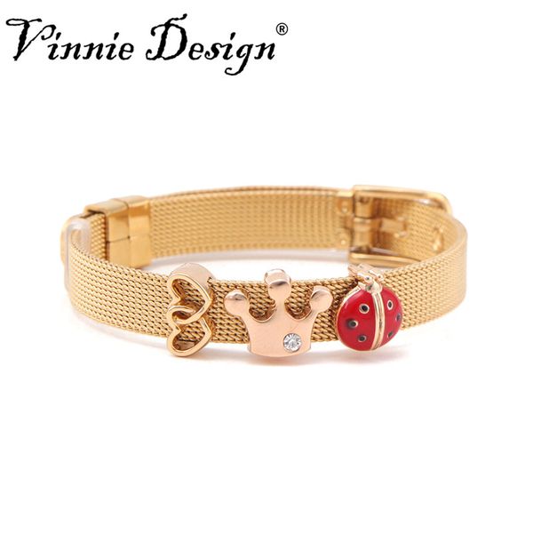 vinnie design jewelry 8mm stainless steel gold mesh bracelet set with 3pcs slide charms, Golden;silver
vinnie design jewelry 8mm stainless steel gold mesh bracelet set with 3pcs slide charms, Golden;silver