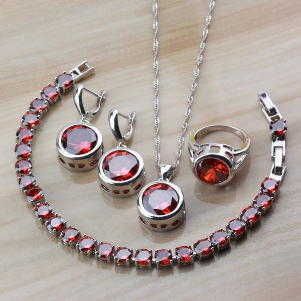 women wedding red jewelry sets round garnet women bridal costume sets jewelry box, Silver
women wedding red jewelry sets round garnet women bridal costume sets jewelry box, Silver
