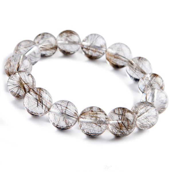 14mm brazil natural rutilated quartz bracelets healing crystal stretch clear round bead bracelet women men, Black
14mm brazil natural rutilated quartz bracelets healing crystal stretch clear round bead bracelet women men, Black