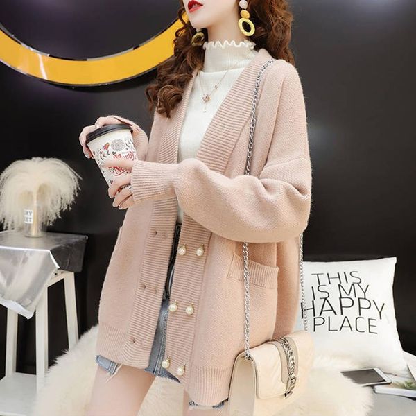 lazy style cardigan mid-length women's 2020 autumn and winter korean coat sweater sweater style new loose large size very fairy knitted, White;black
lazy style cardigan mid-length women's 2020 autumn and winter korean coat sweater sweater style new loose large size very fairy knitted, White;black
