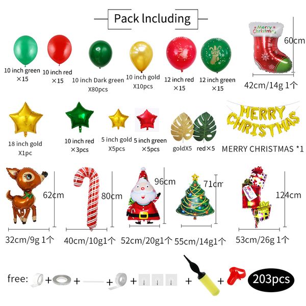 на складе 203pcs / набор новогодние украшения новогодние подарки приграничное для украшения алюминиевой пленки из латекса и рождественские ш
на складе 203pcs / набор новогодние украшения новогодние подарки приграничное для украшения алюминиевой пленки из латекса и рождественские ш