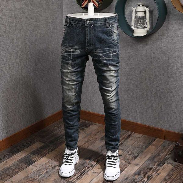 men's jeans italian vintage fashion men retro blue slim fit ripped elastic casual denim pants streetwear hip hop homme
men's jeans italian vintage fashion men retro blue slim fit ripped elastic casual denim pants streetwear hip hop homme