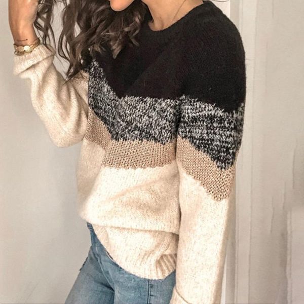 women's sweaters contrast stitching sweater fashion color long sleeve loose knit jersey mujer lovely casual soft, White;black
women's sweaters contrast stitching sweater fashion color long sleeve loose knit jersey mujer lovely casual soft, White;black