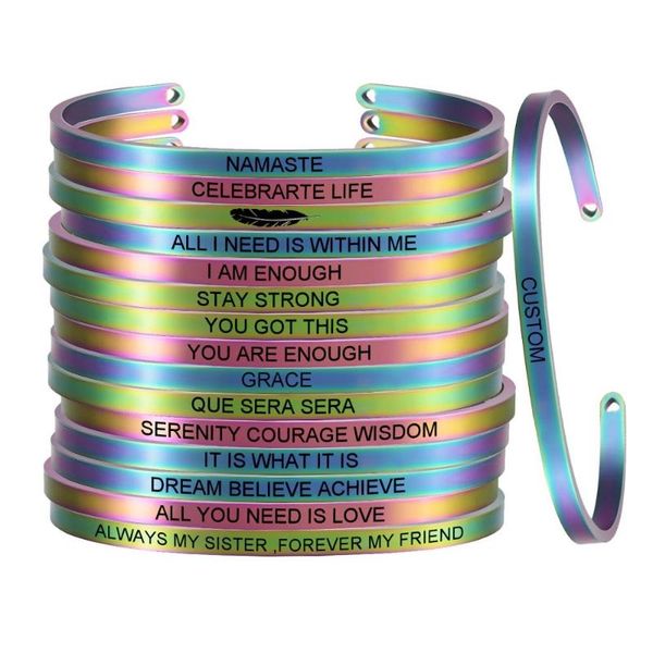 bangle 4mm personal colorful inspirational randomly dazzling color stainless steel mantra quote cuff gift for women sl-096, Black
bangle 4mm personal colorful inspirational randomly dazzling color stainless steel mantra quote cuff gift for women sl-096, Black