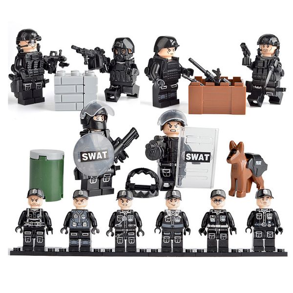 new arrival 6pcs lot military special forces tactics assault policeman cod swat figure with weapons building block bricks toy for children
new arrival 6pcs lot military special forces tactics assault policeman cod swat figure with weapons building block bricks toy for children