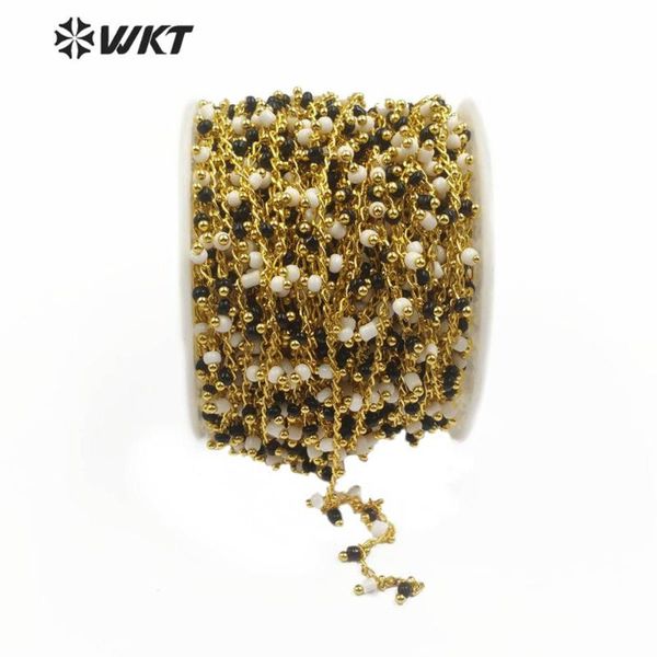 wt-rbc125 natural stone chain 3mm black white stone beads chain with gold electroplated rosary for jewelry making, Silver
wt-rbc125 natural stone chain 3mm black white stone beads chain with gold electroplated rosary for jewelry making, Silver
