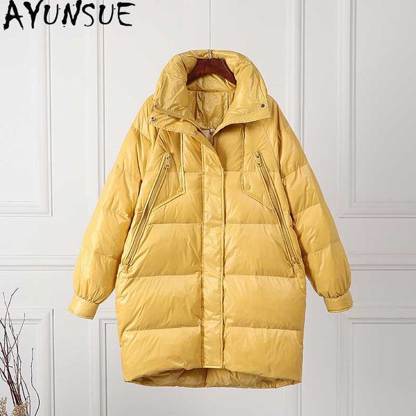 women's down & parkas ayunsue winter jacket 2021 coat female 90% white duck jackets korean style long woman clothing casaco, Black
women's down & parkas ayunsue winter jacket 2021 coat female 90% white duck jackets korean style long woman clothing casaco, Black
