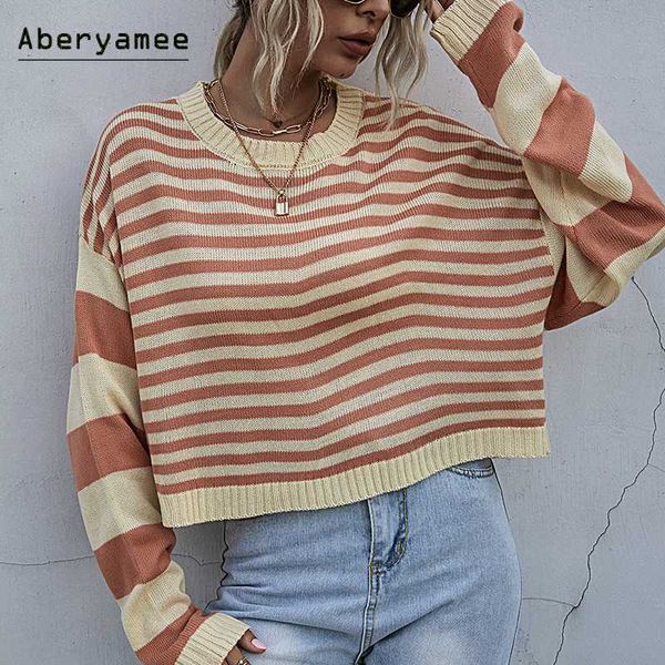 women's sweaters aberyamee round neck sweater for women striped oversized ladies pullovers casual high street autumn long sleeve jumper, White;black
women's sweaters aberyamee round neck sweater for women striped oversized ladies pullovers casual high street autumn long sleeve jumper, White;black
