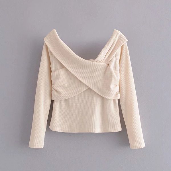 2020 women knits tees clothing fall new women's fashion with thin retro texture cross-knit undershirt short jacket, White
2020 women knits tees clothing fall new women's fashion with thin retro texture cross-knit undershirt short jacket, White