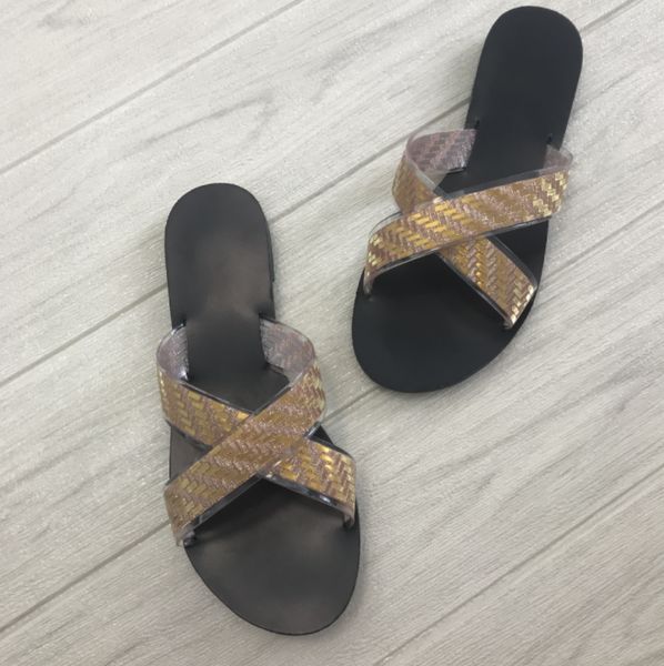 2020 new summer flashing glitter flat bottom cross belt fashion women's sandals all-match beach shoes, Black
2020 new summer flashing glitter flat bottom cross belt fashion women's sandals all-match beach shoes, Black