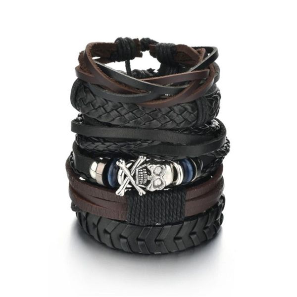 charm bracelets 1set/4-6pcs punk rock skull leather for men women gothic braided rope jewelry gifts multi bracelet homme, Golden;silver
charm bracelets 1set/4-6pcs punk rock skull leather for men women gothic braided rope jewelry gifts multi bracelet homme, Golden;silver