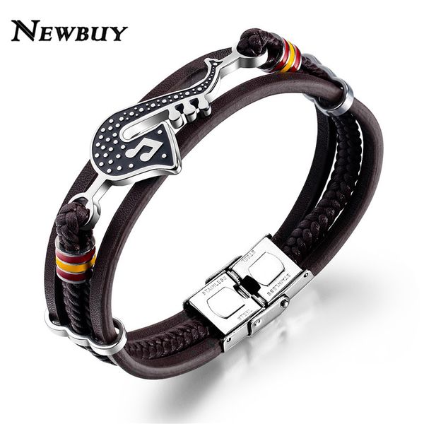 newbuy unique design stainless steel saxophone charm bracelets for men multilayer braided leather bracelet dropship, Golden;silver
newbuy unique design stainless steel saxophone charm bracelets for men multilayer braided leather bracelet dropship, Golden;silver