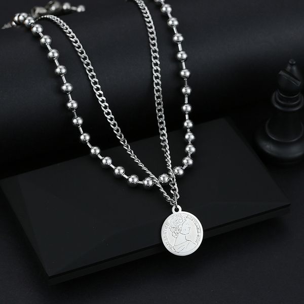 pendant necklaces fashion hip-hop punk double bead chain trend accessories necklace, Silver
pendant necklaces fashion hip-hop punk double bead chain trend accessories necklace, Silver
