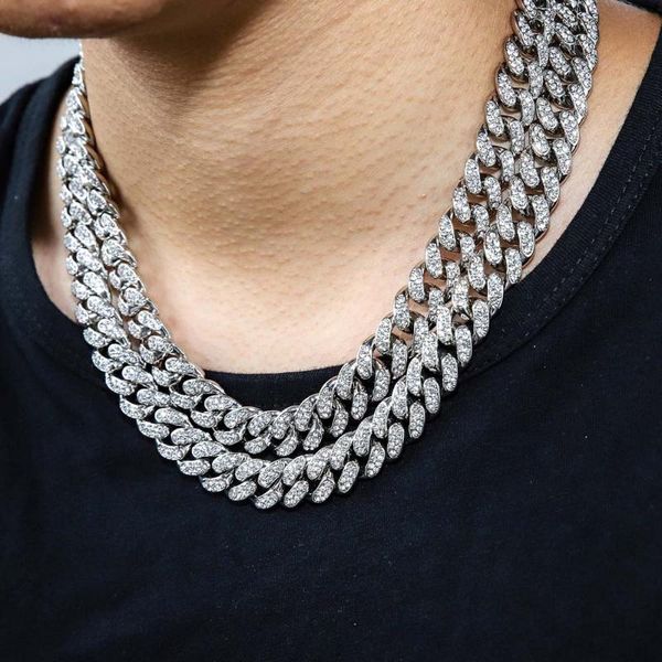 mens women hiphop bling bling necklaces full rhinestones necklace miami cuban choker chains iced out accessories 46cm/51cm/61cm, Silver
mens women hiphop bling bling necklaces full rhinestones necklace miami cuban choker chains iced out accessories 46cm/51cm/61cm, Silver