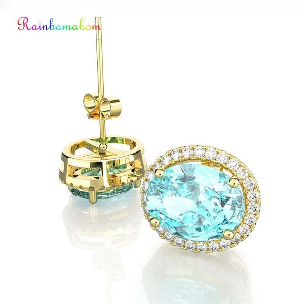 rainbamabom luxury real 925 sterling silver aquamarine ruby gemstone wedding ear studs yellow gold earrings jewelry wholesale, Golden;silver 
rainbamabom luxury real 925 sterling silver aquamarine ruby gemstone wedding ear studs yellow gold earrings jewelry wholesale, Golden;silver