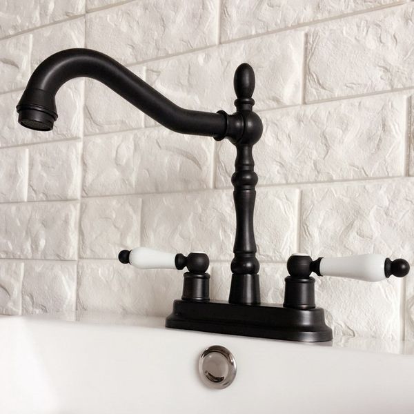 black oil rubbed bronze 4" centerset bathroom sink faucet swivel basin mixer tap dual ceramic handles levers mhg076
black oil rubbed bronze 4" centerset bathroom sink faucet swivel basin mixer tap dual ceramic handles levers mhg076