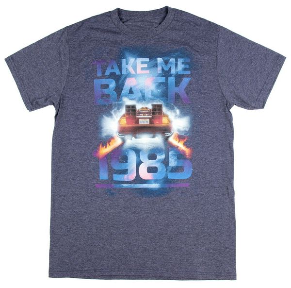 back to the future men's take me back 1985 licensed t-shirt heather blue new customize tee shirt