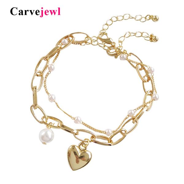 carvejewl gold color exquisite love heart pendant bracelets charms wedding fashion jewelry simulated pearl bracelet, Black
carvejewl gold color exquisite love heart pendant bracelets charms wedding fashion jewelry simulated pearl bracelet, Black