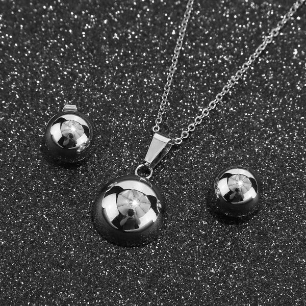 high polished fashion party earrings/necklaces set half balls jewellery sets new for women ing, Silver
high polished fashion party earrings/necklaces set half balls jewellery sets new for women ing, Silver