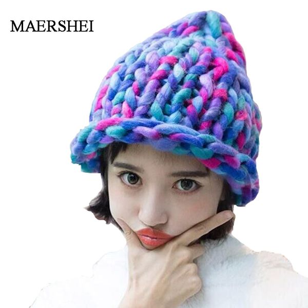 maershei female winter hat hand coarse knitted gorros beanies women's casual wild warm hat cap
maershei female winter hat hand coarse knitted gorros beanies women's casual wild warm hat cap