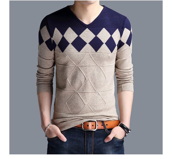 men's sweaters wool sweater men autumn winter slim fit pullovers argyle pattern v-neck pull homme male, White;black
men's sweaters wool sweater men autumn winter slim fit pullovers argyle pattern v-neck pull homme male, White;black