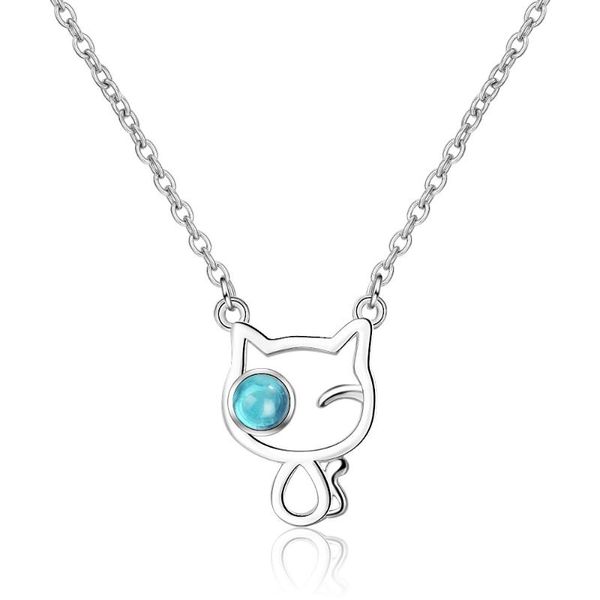 sweet lovely 925 sterling silver cat necklace for women blue crystal eye animal chain necklace
sweet lovely 925 sterling silver cat necklace for women blue crystal eye animal chain necklace